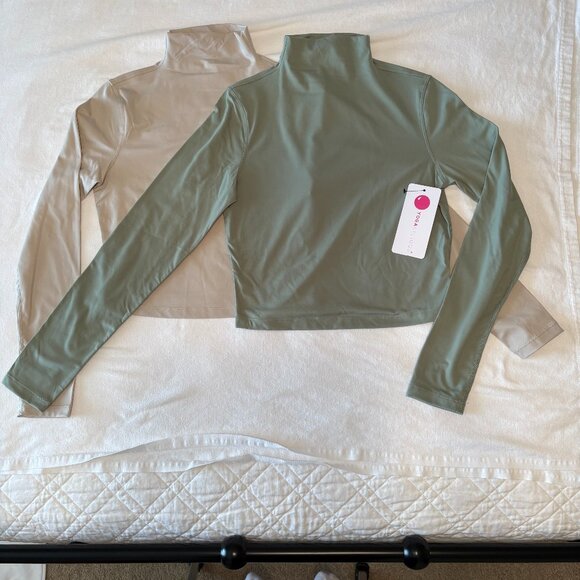 Yogalicious Tops - SET OF 2 Yogalicious Zenly Evelyn Crop Mock Neck Long Sleeve Tops Size Medium